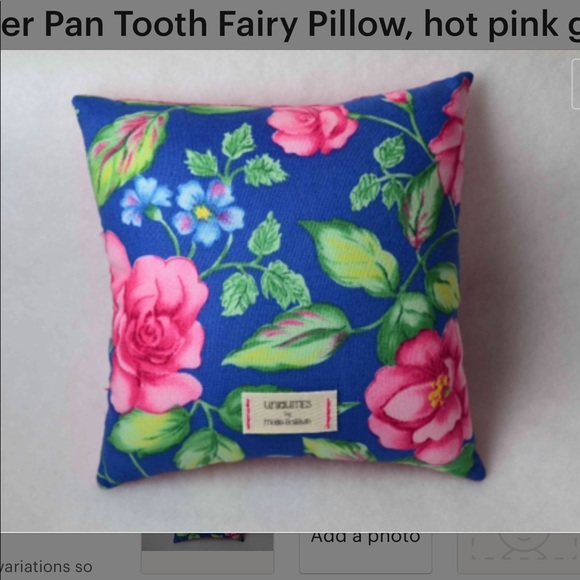 Wendy & Peter Pan character Tooth Fairy pillow, pin button gingham - Picture 5 of 6
